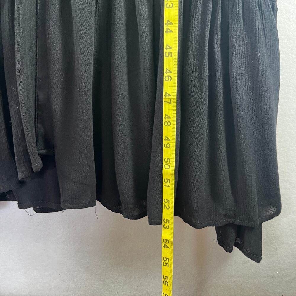 Z SUPPLY Dress L Tanya Maxi 3/4 Sleeve Pleated Smocked Button Front Black NEW - Picture 13 of 14